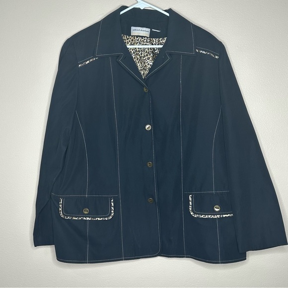 Alfred Dunner Jackets & Blazers - Alfred Dunner Embroidery Stitched Blazer‎ Leopard Print Piping Women's Size 16W